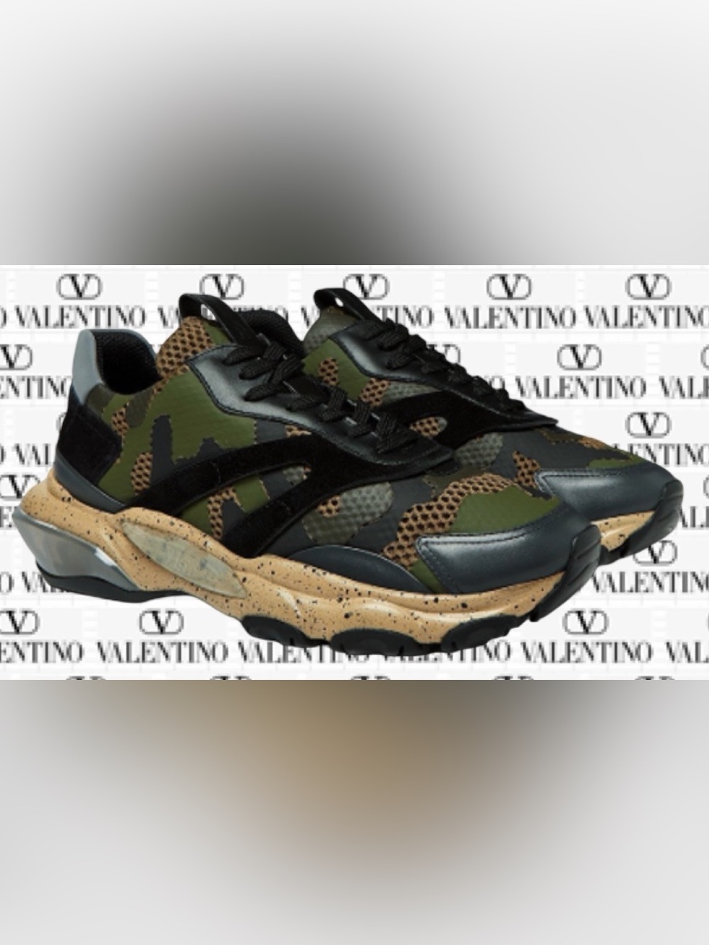 Valentino Men’s Camo Multi-Color Chunky Sneakers